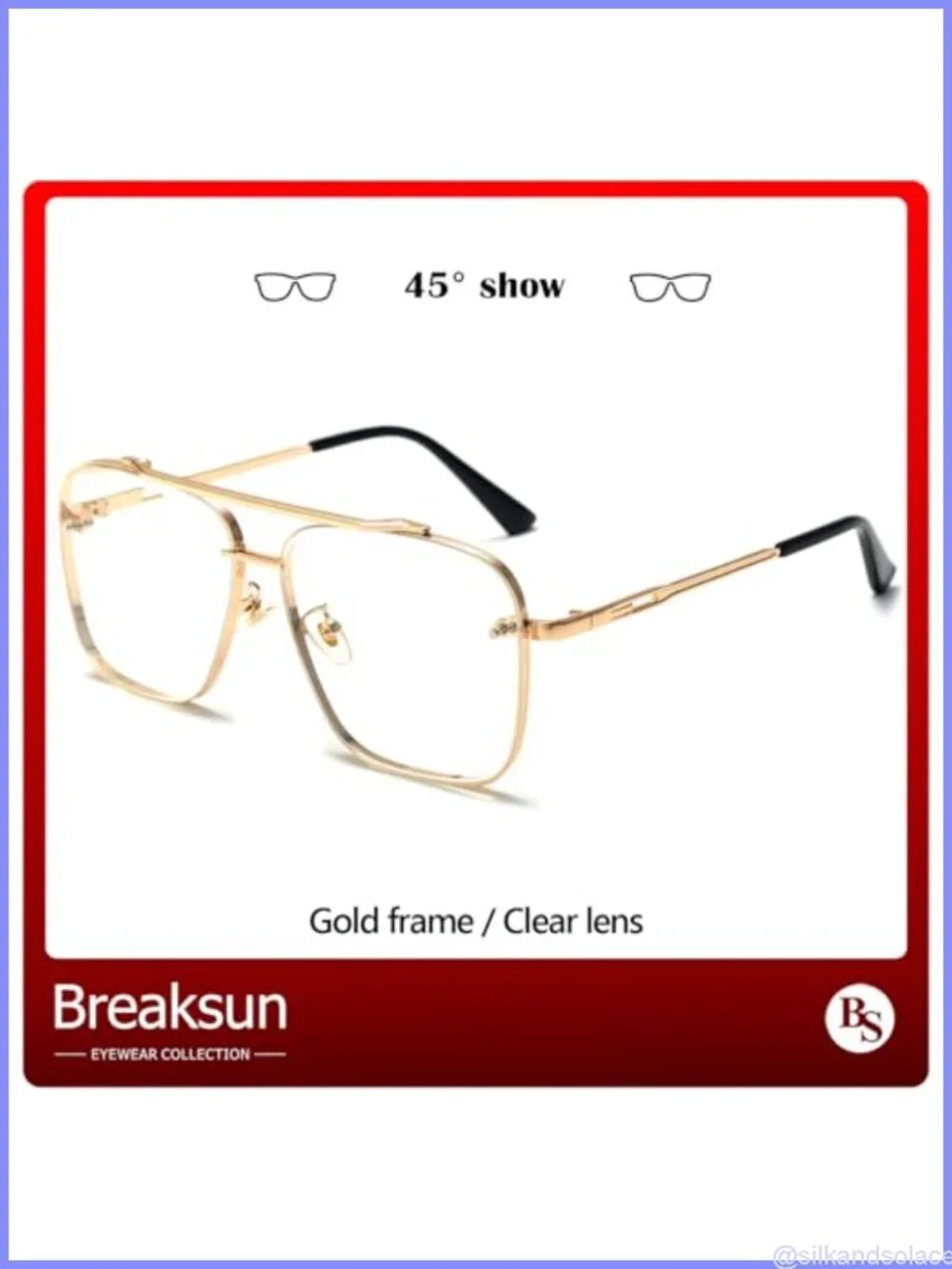 Oversized Square Aviator Sunglasses Metal Frame Tinted Lens Unisex